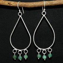 Natural Aventurine Round Gemstone Handmade 3.2 inch Earring For Women&#39;s Jewelry - $6.79