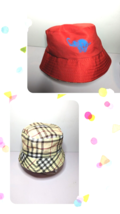 Reversible Bucket Hat Trunk Up Elephant Blue Red Plaid Sun Cap Fishing Fashion - £19.93 GBP