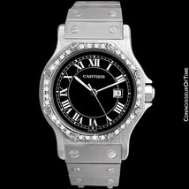 Cartier Santos Octagon Midsize Watch, Automatic - Stainless Steel &amp; Diamonds - £1,954.14 GBP