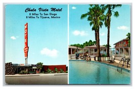 Dual View Poolside Chula Vista Motel Tijuana Mexico UNP Chrome Postcard W3 - £4.61 GBP