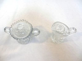 Vintage Cut Glass Miniature Creamer with Matching Sugar Bowl and Lid - £12.53 GBP