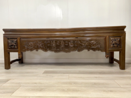 Antique Chinese Temple Altar Table Long Credenza Console Carved Foo Dog Drawers - $3,450.00