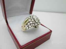 Huge 2.50 Carat Diamond Waterfall Cluster 10K Yellow Gold Over Cocktail Ring - £95.14 GBP