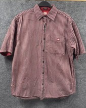 Ecko Unlimited Woven Shirt The Dwyer Mens Large Red Plaid Button Up SS T... - $21.15