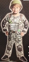 Us Army Hero Jumpsuit W/ Muscle &amp; Helmet Boys Size Large Halloween Costume - £22.11 GBP