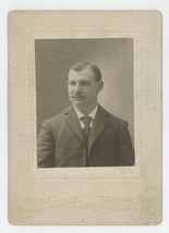Antique Circa 1900s Cabinet Card Dapper Man With Mustache Biles Fostoria, OH - £9.58 GBP