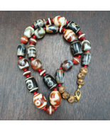 Vintage Tibetan Unique pattern Eyes Agate Dzi Beads Lot necklace Amulets - €126,96 EUR