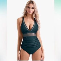 Suuksess Sexy Mesh Tummy Control Swimsuit, Push Up High Waisted Size Large - $18.90