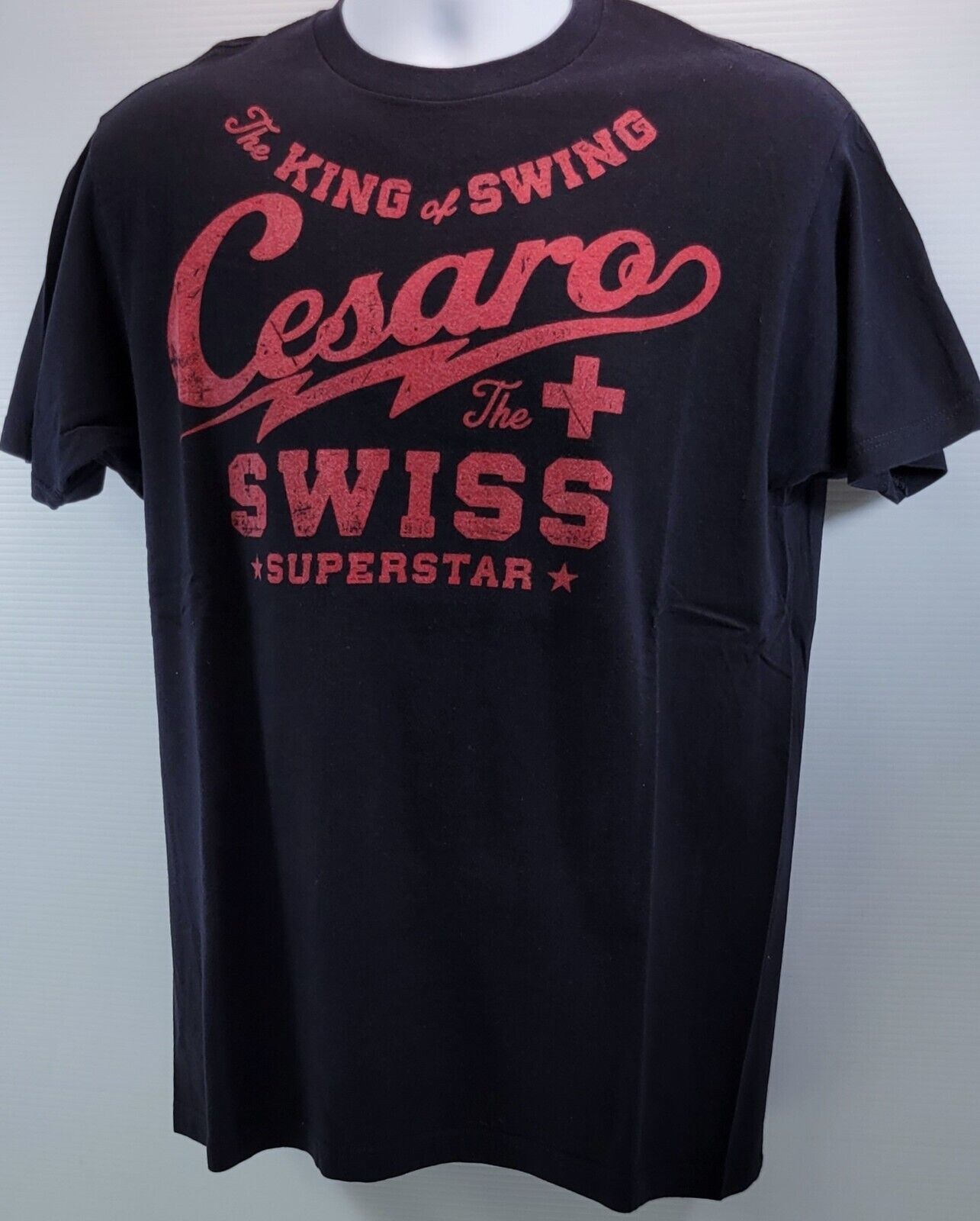 D) WWE Cesaro King of Swing Wrestling Black T-Shirt Ripple Junction Men's Large Item image 3