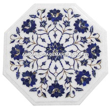 White Center Marble Coffee Table Lapis Inlay Marquetry Arts Mosaic Hallw... - $272.88+