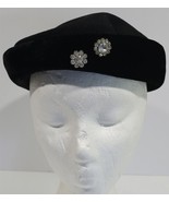 Vintage 100% Virgin Wool Black Velvet Band Womens Fashion Hat Fascinator - $535.45 MXN