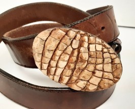 Vintage Banana Republic Belt w Reptile Look Buckle Leather ENGLAND Size ... - £54.48 GBP