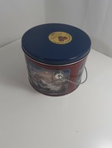 Snowy evening  cookie tin with handle 6 1/2 x 5 inches - $5.94