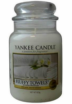 Yankee Candle Fluffy Towels 22 oz Scent Glass Jar, fresh, soft floral - £23.12 GBP
