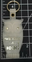 Owl We Give a Hoot Keychain Silver on White Plastic Hornbeck Building Vi... - £8.90 GBP