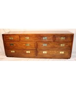 Henredon Campaigner Long Dresser Credenza Brass Drop Pulls - $2,474.01