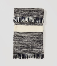 New LOFT Women Fringe Striped Navy Blue Cozy Medium Knit Winter Scarf - £19.41 GBP