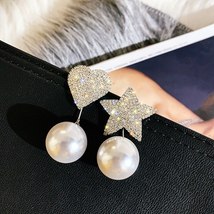  Rhinestone Big Star Heart Pearl Drop Earrings For Women White Red Statement Bri - £8.34 GBP