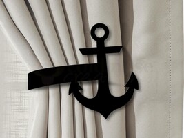 Coastal Theme Ship&#39;s Anchor Drapery Holdback in Black Rust or Unpainted - $39.00
