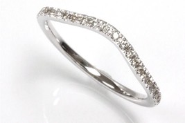 0.12 ct tw Natural Diamond Gold or Sterling Silver Curved Wedding Band - £95.10 GBP