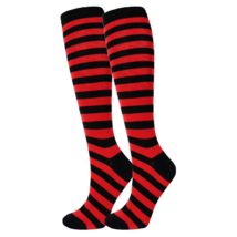 Striped Patterned Socks (Knee High) Red and Black - £4.46 GBP