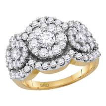 14kt Yellow Gold Round Diamond Cluster Bridal Wedding Engagement Ring 2.00 Ctw - £2,088.86 GBP