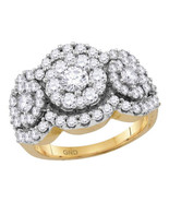 14kt Yellow Gold Round Diamond Cluster Bridal Wedding Engagement Ring 2.... - £2,077.52 GBP