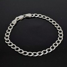 925 STERLING SILVER - Cuban Link Chain BRACELET 7&quot; Long 925 Italy - £19.48 GBP