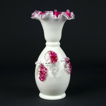Stevens &amp; Williams Peachblow w Grapes Vase Antique Victorian Cased Art Glass 10&quot; - £137.66 GBP
