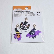 Halloween Pendant Charms 3 Piece Set Bat Witch Mask Clip On Bracelet Necklace - £11.85 GBP