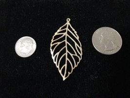 Large Leaf Pendant Necklace charm - $14.20