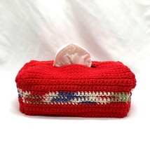 Facial Tissue Box Cover Rectangular Handmade Crochet Red - £11.25 GBP
