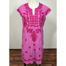 Roller Rabbit Dress Size Medium Pink Embroidered Faith - $45.00