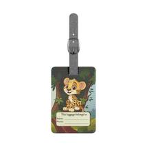 Luggage Tag for Kids Cute Cartoon Cheetah Sitting On a Tree  | Rectangle... - $19.99