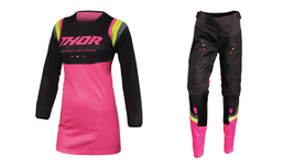 Thor MX Charcoal Flo Pink Pulse Rev Dirt Bike Racing Womens Gear Jersey + Pants - £79.85 GBP