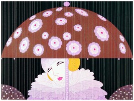 4420.Lady with pink flowers on umbrella.raining.POSTER.decor Home Office art - £13.66 GBP+