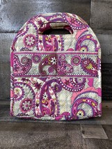 VERA BRADLEY Paisley Meets Plaid Gray Pink Insulated Lunch Bag Tote - $11.14