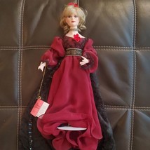 Paradise Galleries Victorian Doll Lady Burgundy Dress Edwardian 18 In Vintage - $66.49