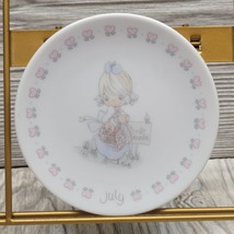 Precious Moments Mini Round Porcelain Plate Birth Month July Birthday Girl Puppy - £7.91 GBP