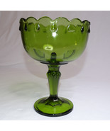 VINTAGE Green Pedestal Bowl Candy Nut Dish Beautiful Rich Green Color Gl... - $13.31 CAD