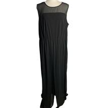 Maia Sleeveless Chiffon Jumpsuit 18 Black Elastic Waist Keyhole Button S... - $37.09