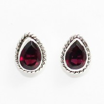 Natural Garnet Gemstone 925 Sterling Silver Handmade Jewelry Earrings Pl... - £29.61 GBP