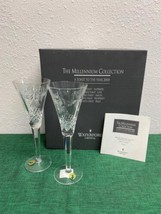 Pair of Waterford Crystal MILLENNIUM PEACE Champagne Flutes Glasses with Box - £70.76 GBP