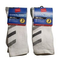 2 Packs Hanes COOL DRI Crew Socks Wicking White Mens 6-12 3 Pairs Each Pack - £11.92 GBP