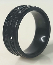 Round Rhinestone Unisex Black Wedding Band Ring sz 6.5 - £5.33 GBP
