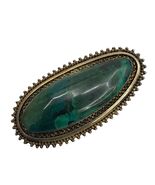 Vintage Israel 925 Sterling Eilat Stone Brooch Pendant Large Oval - $82.85