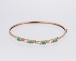 10K Yellow Gold Bracelet Green Gemstone Accents With Diamond Accents Estate - $336.99