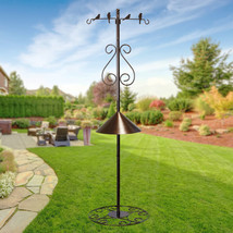 Metal Garden Stand with Baffle Great for Hanging Plants or Bird Feeders - £78.83 GBP