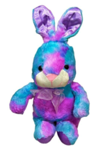 Kellytoy Purple Blue Easter Bunny Rabbit Plush 16 Inch Satin Ears Feet 2015 - £6.81 GBP