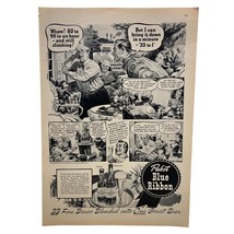 Original Pabst Blue Ribbon Beer Vintage Print Ad PBR 40s Comic Strip 33 Brews - £16.92 GBP